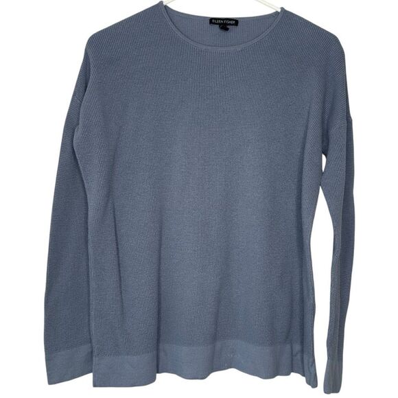 |EUC| EILEEN FISHER Blue Knit Pullover Sweater - Picture 1 of 7